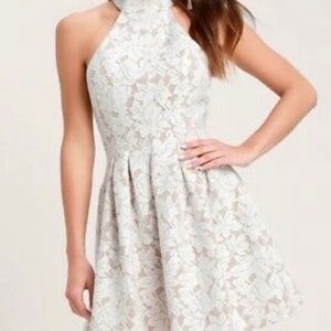 Lulu's White Floral Lace Mini Dress